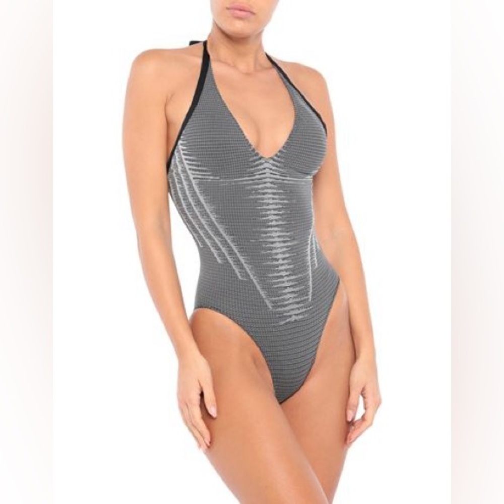 WOLFORD Serena Forming Beach Body One-piece In Black Silver Size Small Swimsuit